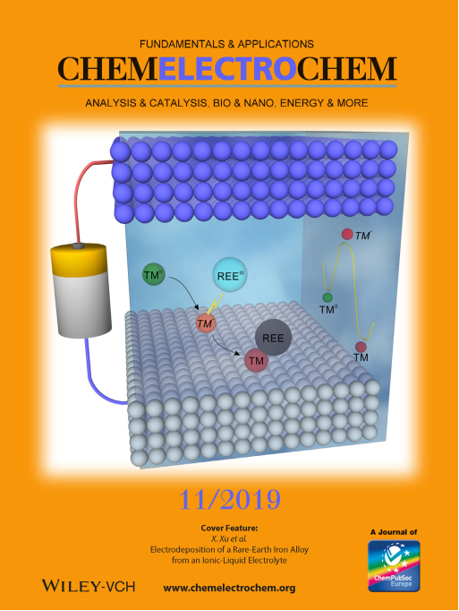 Xuan Xu proposed a mechanism for the induced co-deposition of rare earth-transition metal from ionic liquids and his picture made it on the cover of the journal ChemElectroChem.