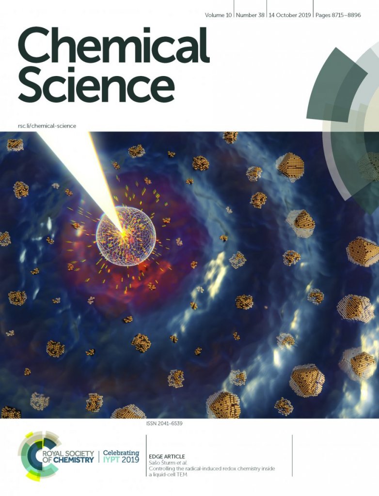 Awarded outside front cover, an art work representing the radical-induced redox chemistry inside the LCTEM